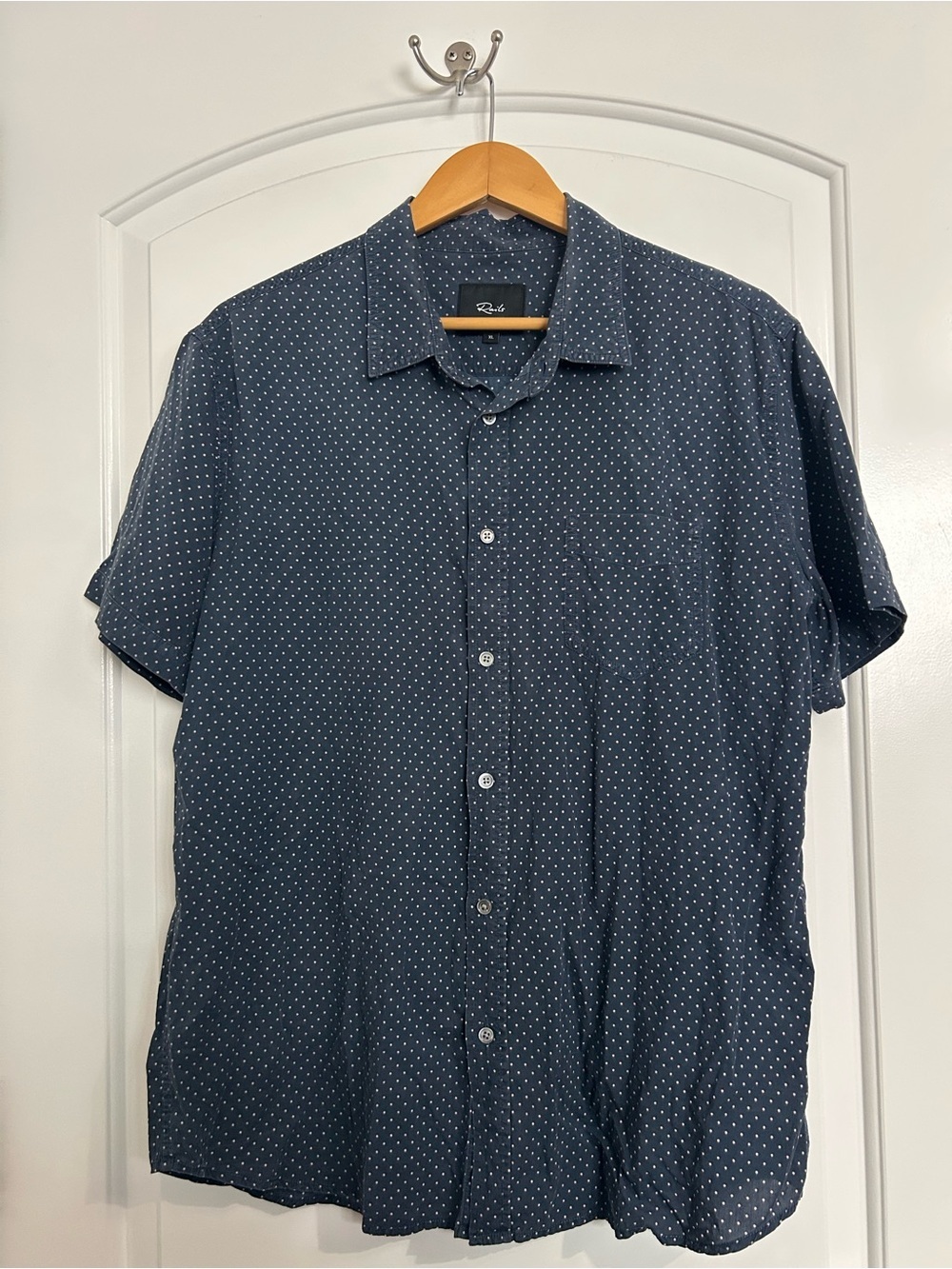Rails Men’s Navy Short-Sleeve Button-Down Dot Pattern Size XL preppy summer
